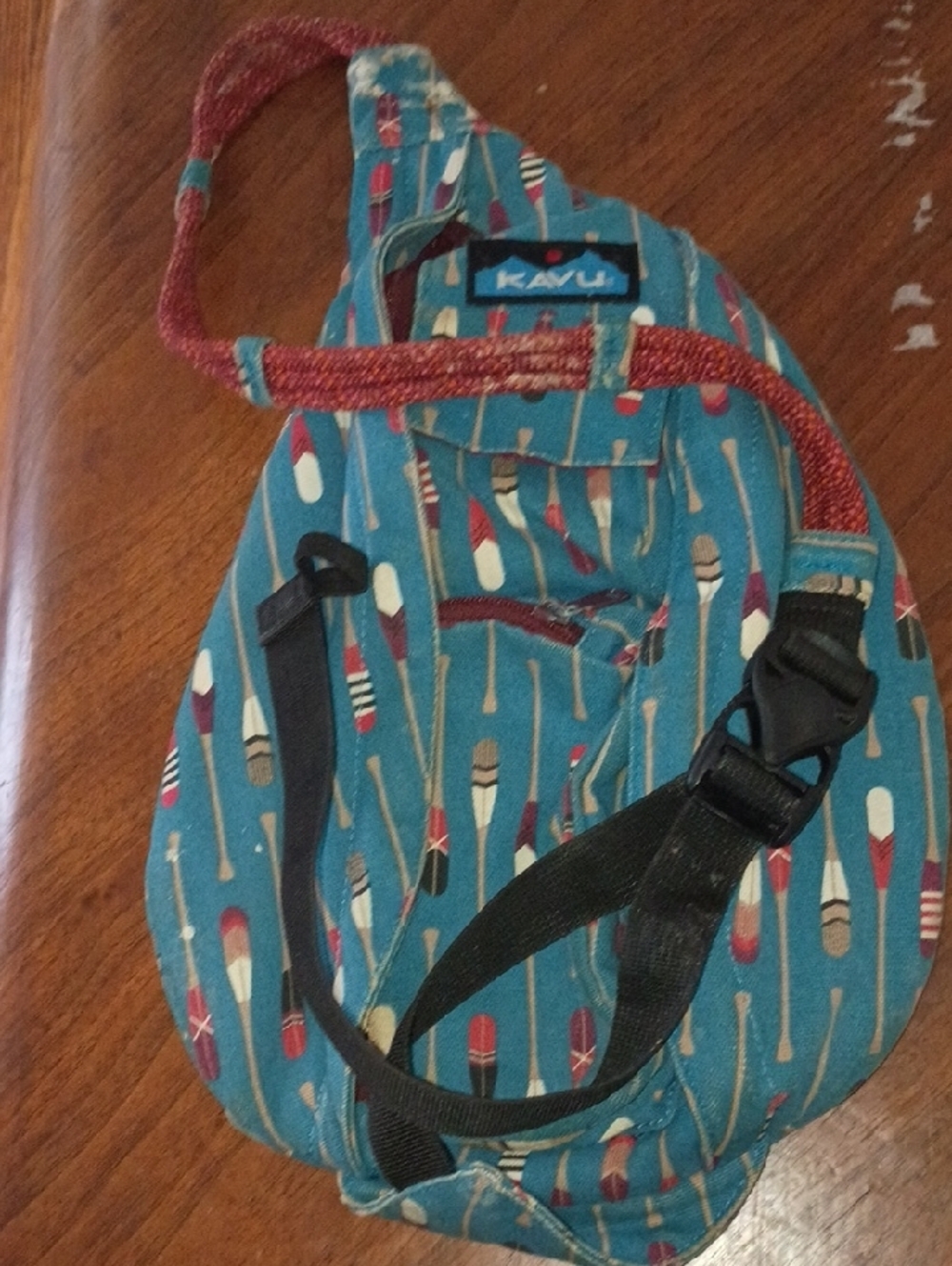 Kavu Teal Sling Bag with Red Dot Logo - Picture 13 of 16